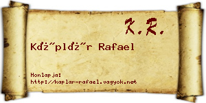 Káplár Rafael névjegykártya